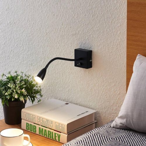 Lindby Jolka LED lampa na čítanie, matná čierna