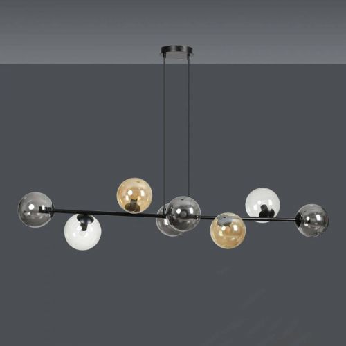 Závesná lampa Glassy 8-pl. sklo grafit/jantár/číra