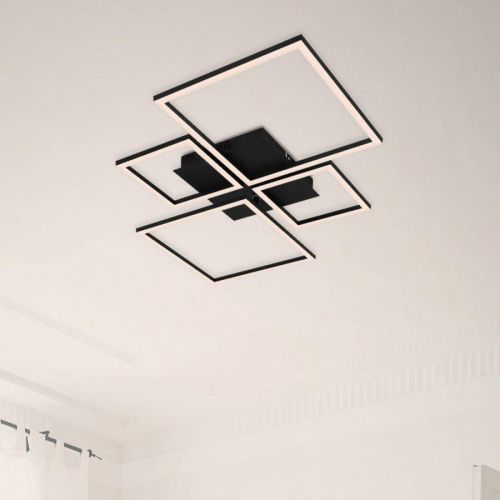 Stropné LED svietidlo Frame, CCT, 4-pl., čierna
