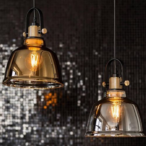Závesná lampa AMALFI s priehľadným tienidlom zlatá