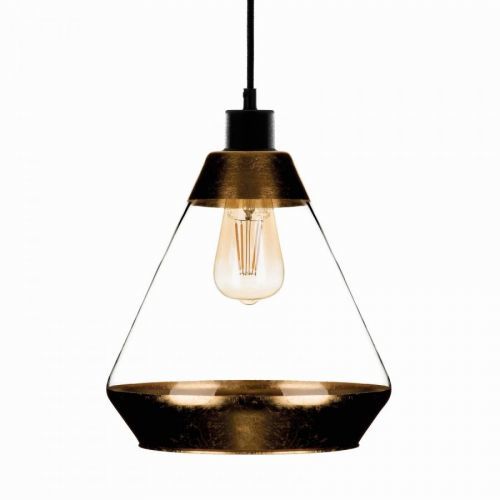 Závesná lampa Lonceng zo skla, dekór zlatá