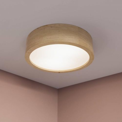 Stropné svietidlo Cleo, Ø 28 cm, dub