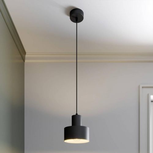 Závesná lampa Rif z kovu, čierna, Ø 15 cm