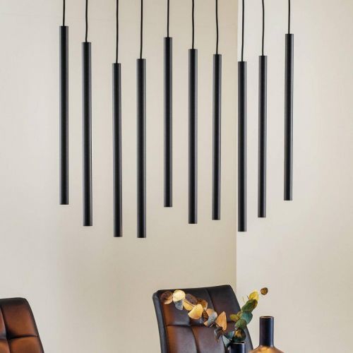 Závesná lampa Laser desať-plameňová, čierna