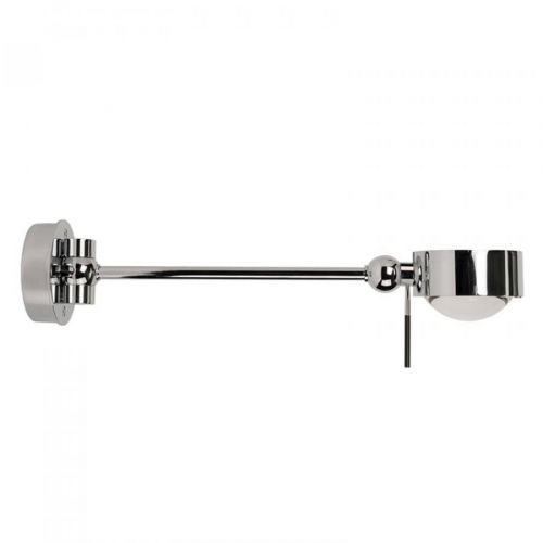 LED lampa na čítanie Puk Hotel, 28 cm, chróm matný