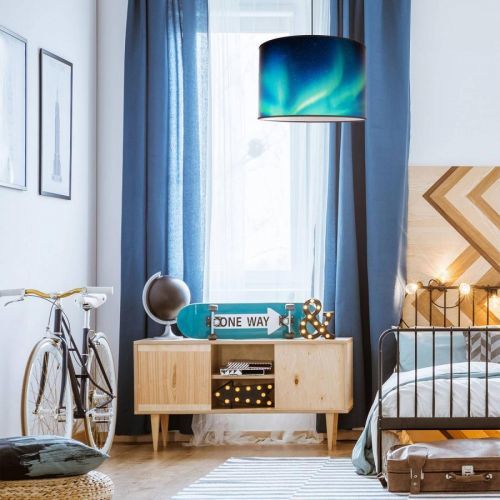 Závesná lampa Print L obloha polárna žiara tyrkys