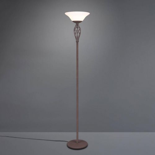 Stojaca lampa Rustica s nožným vypínačom, hrdza