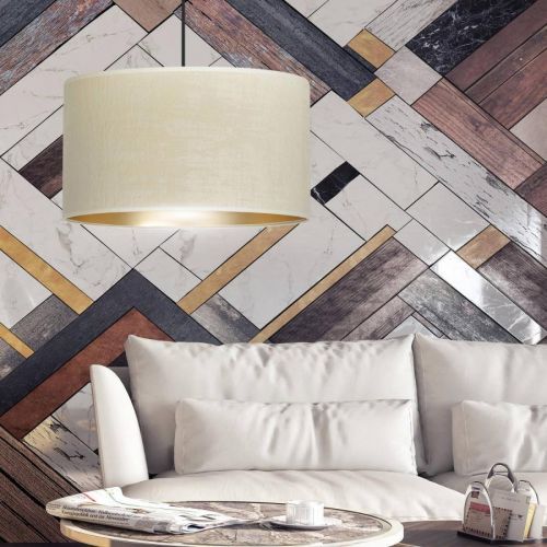 Závesná lampa Jari látkové, 1-pl. biela-zlatá