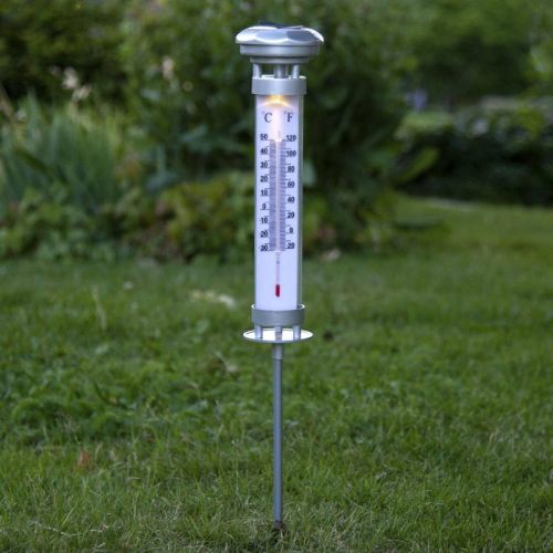 Solárna LED lampa Celsius, vonkajší teplomer