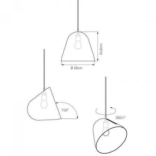 Nyta Tilt závesná lampa, kábel 3 m červená, sivá