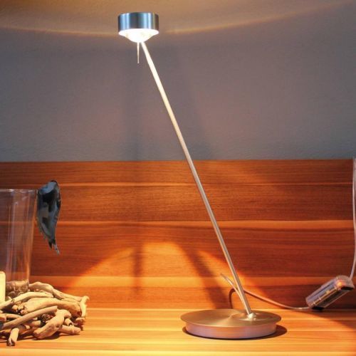 Stmievateľná stolná lampa PUK TABLE, chróm matná