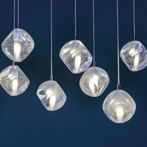 Závesná lampa Glace zo skla, 1-plameňová