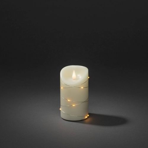 Vosková LED sviečka krém jantár Ø 7,5cm