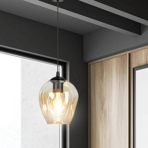 Závesná lampa Starla 1-pl sklenené tienidlo jantár