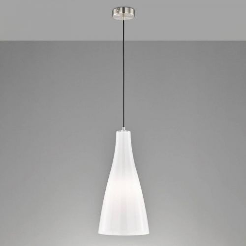 Závesná lampa Zeal, nikel matný/ opál, Ø 18 cm