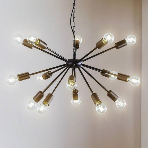 Závesná lampa Rod z kovu v čiernej, 15-plameňová