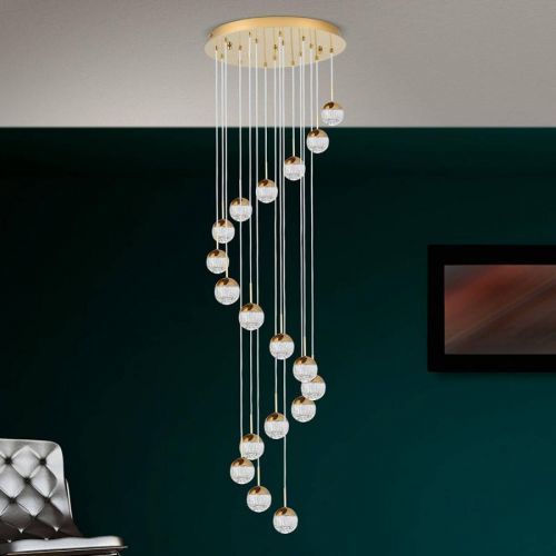 Závesné LED Lopta 18-plameňové, zlato/krém