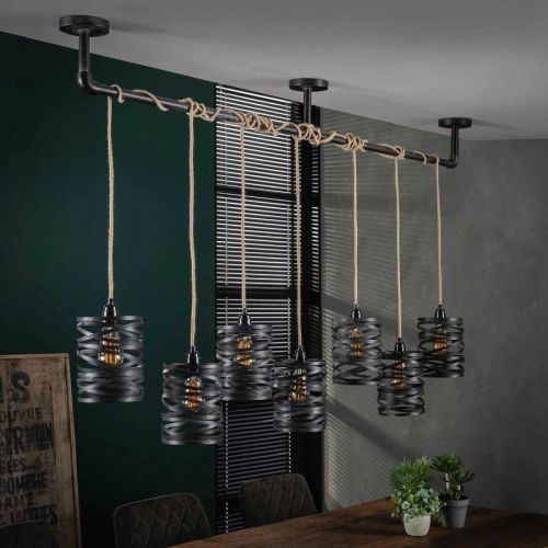 Závesná lampa Crossround, 7 špirálových tienidiel