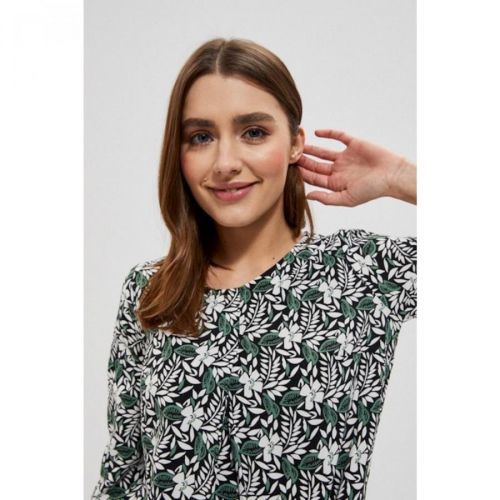Shirt with a floral print - black