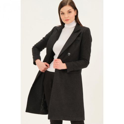 Z6672 DEWBERRY WOMEN'S COAT-DARK ANTHRACITIS