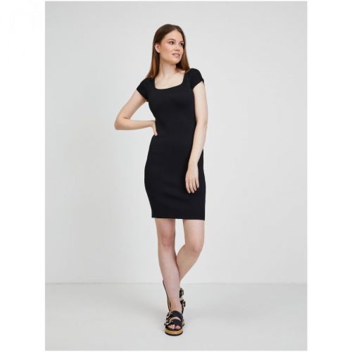 Black Women's Ribbed Sheath Dress Guess Charlotte - Women