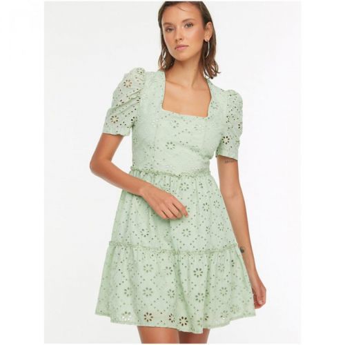Light Green Women Patterned Short Dress Trendyol - Women
