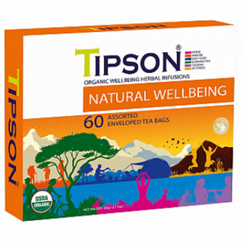 TIPSON Natural Wellbeing kazeta variácie bylinných čajov BIO 60 vreciek