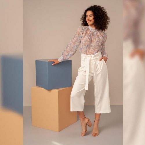 Dámske nohavice culottes bielej farby 13888
