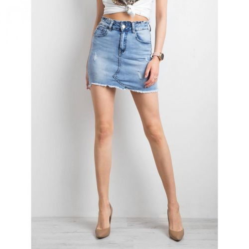 Women's blue denim mini skirt