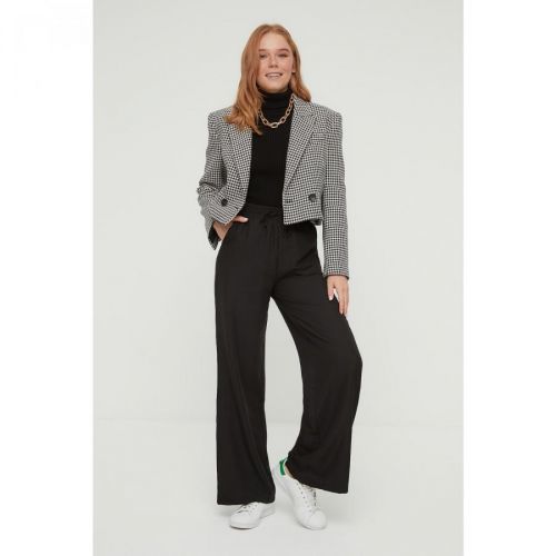 Trendyol Black High Waist Wide Leg Woven Trousers