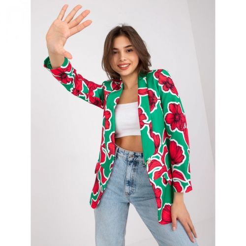 Green and pink blazer for women with flowers from Neonila