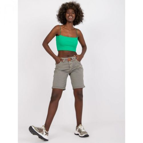 Khaki cotton shorts with pockets