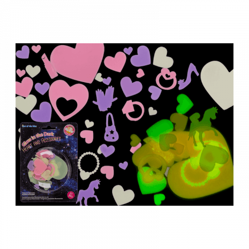 90-0970 Fluorescenčné nálepky - Hearts & Accessories 21ks