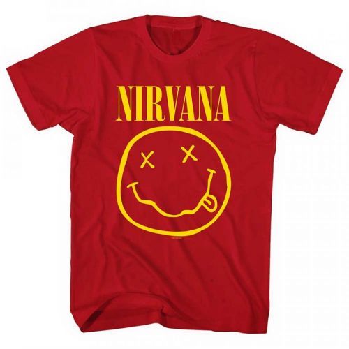 Nirvana tričko Yellow Smiley Červená XL
