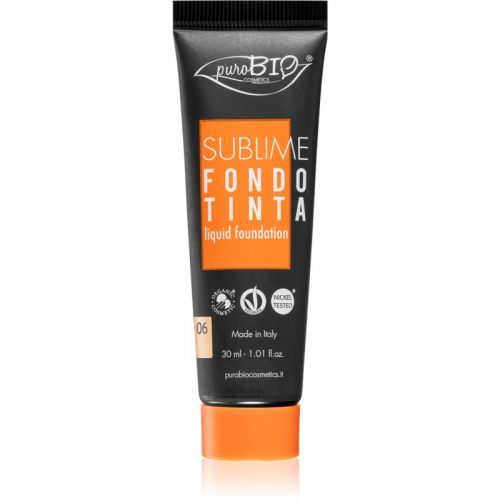 puroBIO Cosmetics Sublime Liquid Foundation vodeodolný tekutý make-up odtieň 06 30 ml
