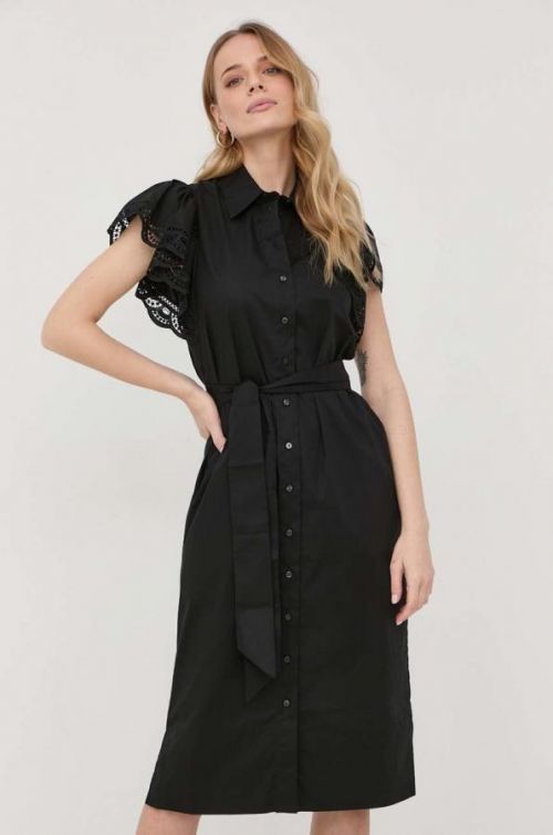 Šaty Twinset čierna farba, midi, rovný strih