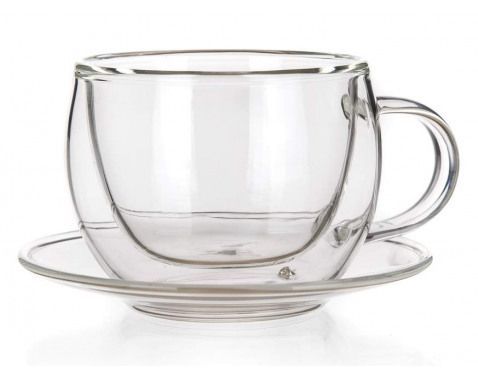 Dvojstenná šálka s tanierikom Doblo 80 ml, široký%