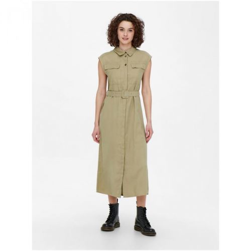 Beige Shirt Midish Dress ONLY Aris - Women