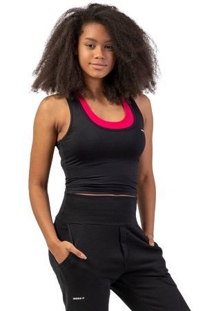 Nebbia slim-fit crop tielko 422 čierna