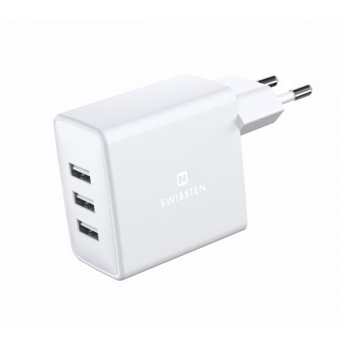 Sieťový Adaptér Swissten 3 x USB 3 A 15 W, biely 22052100