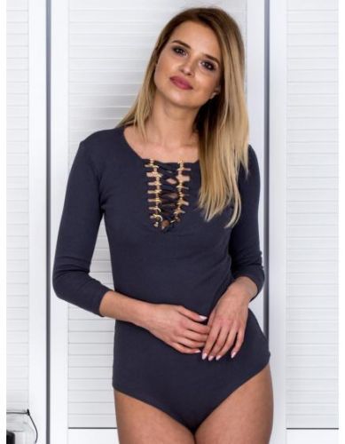 Dámske šnurovacie body LIPA tmavo šedé