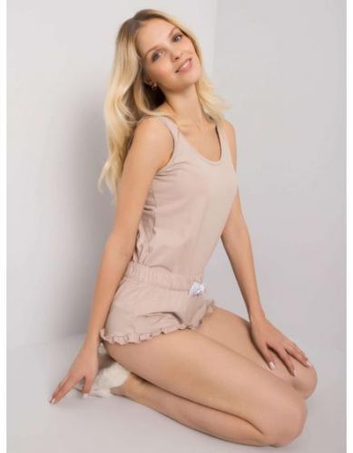 Dámske bavlnené pyžamo Stacy RUE PARIS light beige