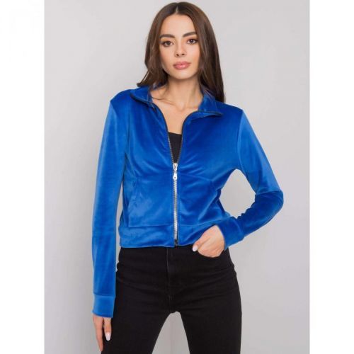 RUE PARIS Dark blue velor sweatshirt with zipper
