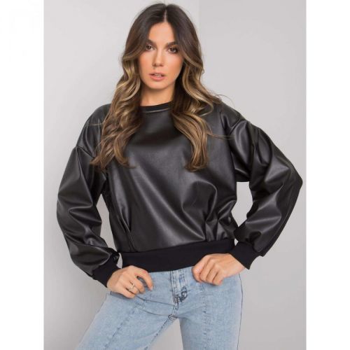 Black sweatshirt with Ancora RUE PARIS eco-leather insert