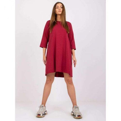 RUE PARIS Wine dress with lace insert