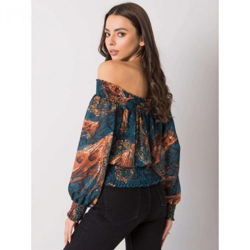 Marine brown women's blouse with Nanterre patterns
