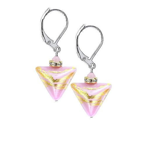 Lampglas Romantické náušnice Sweet Rose Triangle s 24-karátovým zlatom v perlách Lampglas ETA9