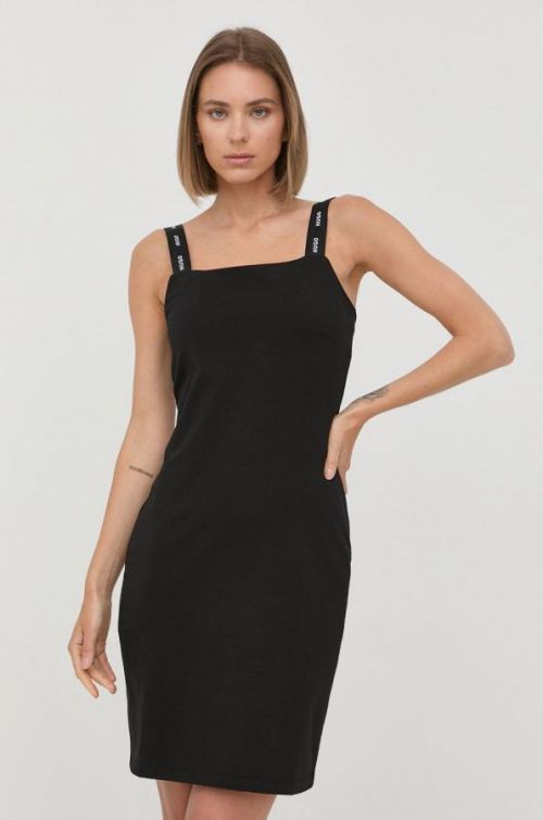 Šaty HUGO čierna farba, mini, priliehavá
