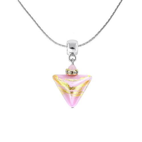 Lampglas Romantický náhrdelník Sweet Rose Triangle s 24-karátovým zlatom v perle Lampglas NTA9