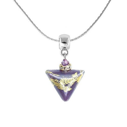 Lampglas Nádherný náhrdelník Purple Triangle s 24-karátovým zlatom v perle Lampglas NTA10
